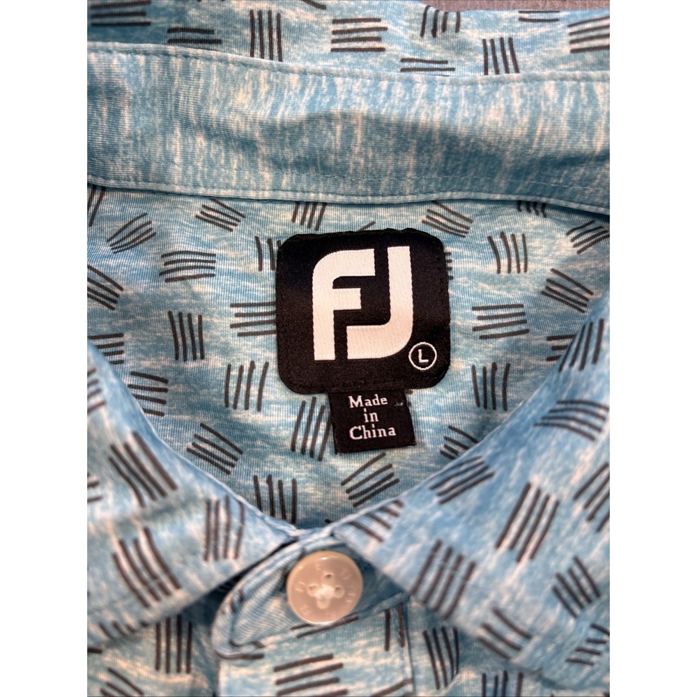 FootJoy  Performance Golf Polo Shirt Men LARGE BLACK PRINT  MICROSTRIPE FJ - Picture 5 of 7